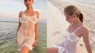 Caroline Zalog Tits Wet Sheer Lingerie POV Video Leaked