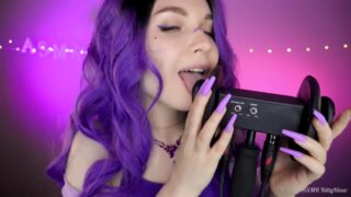 ASMR KittyKlaw Purple Licking And Mouth Sounds Patreon